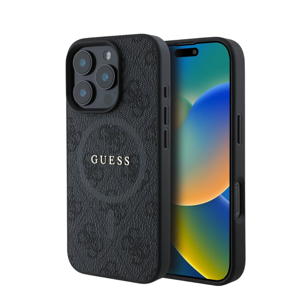 GUESS Hc MagSafe Pu 4g Ring Classic Logo Black iPhone 16 Pro