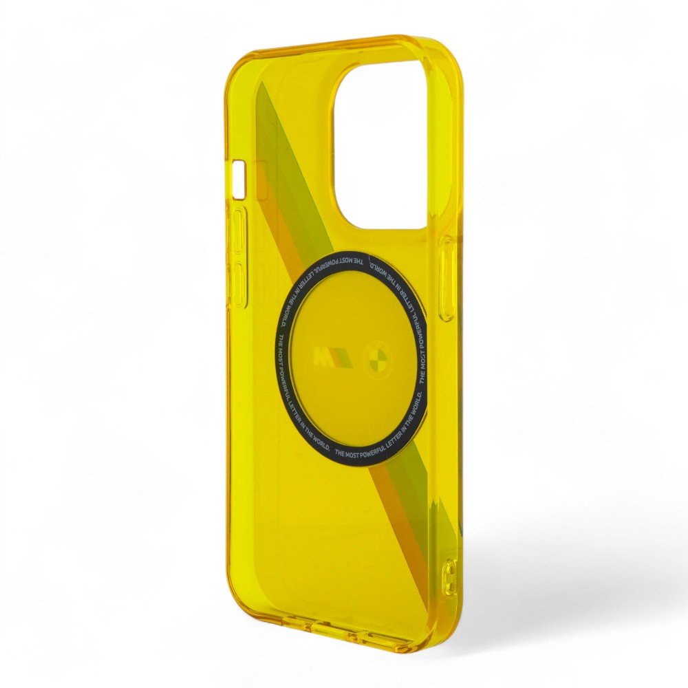 Estuche Bmw MagSafe iPhone 15 Pro Pc/tpu Yellow Hard Case MagSafe M Tricolor Stripes Color Amarillo — foto 4