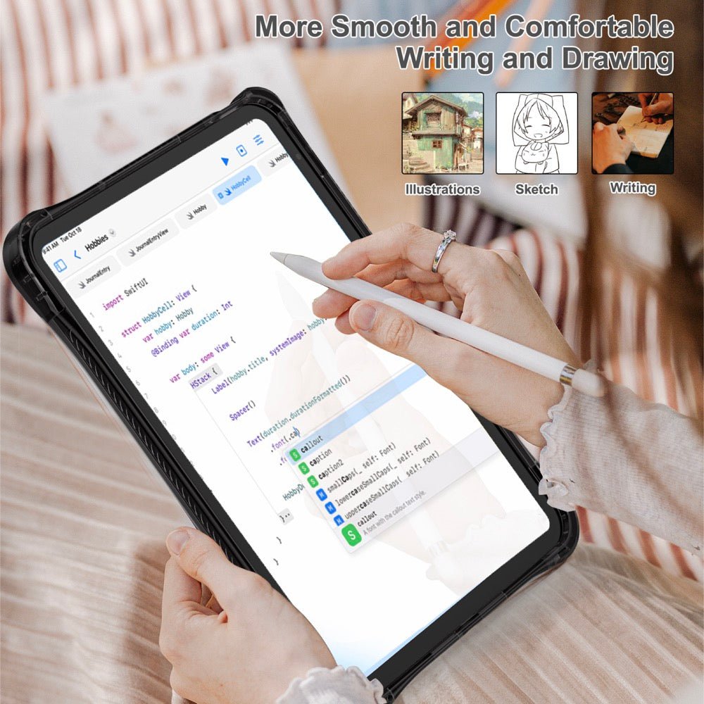 Estuche Transparent B Series Modelo iPad 10 Th Color Negro con Strap — foto 3