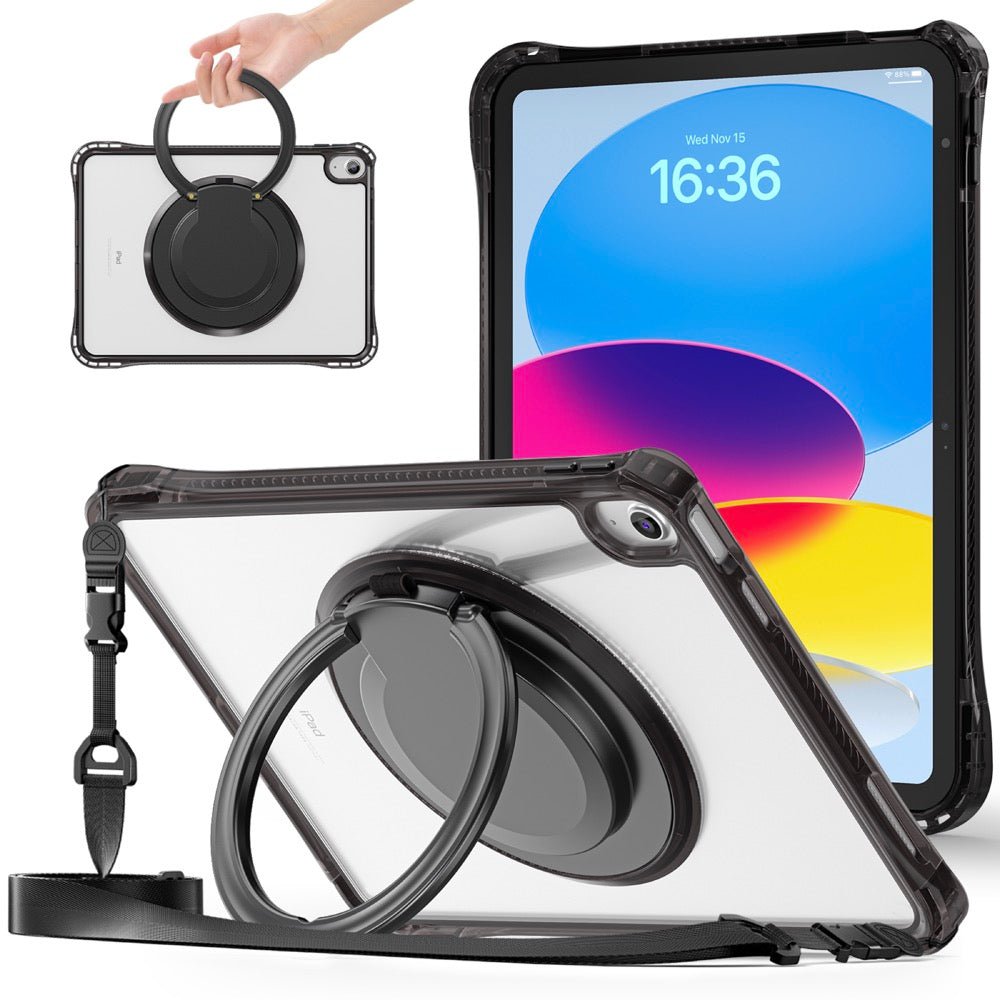 Estuche Transparent B Series Modelo iPad 10 Th Color Negro con Strap