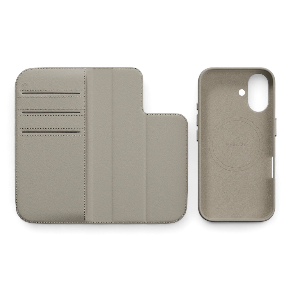 Estuche SwitchEasy Wallet iPhone 16 Card Folio M Leather Flip Phone Case With Stand Starlight Color Multicolor — foto 6