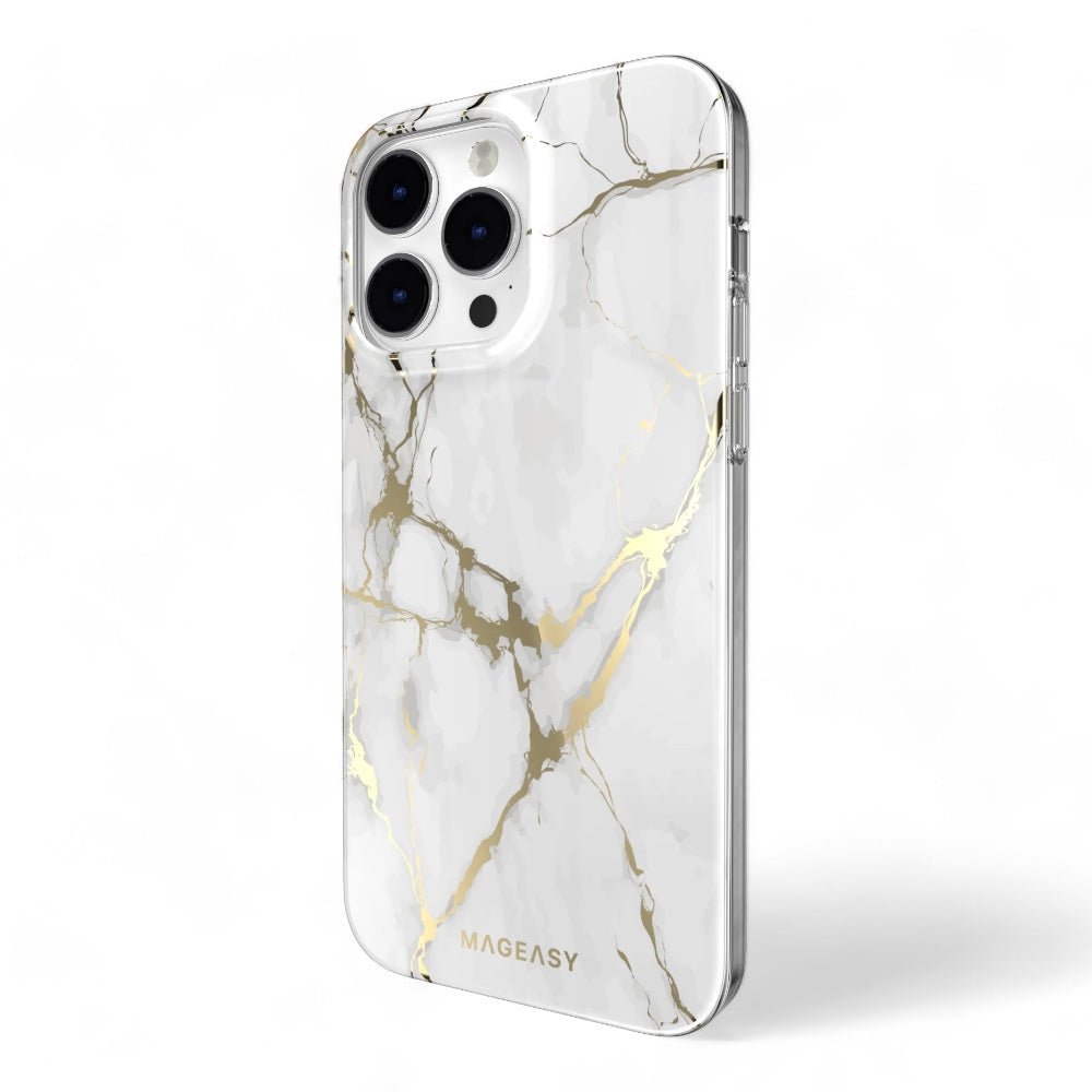 Estuche SwitchEasy Marble iPhone 14 Pro Champagne White Color Blanco — foto 2