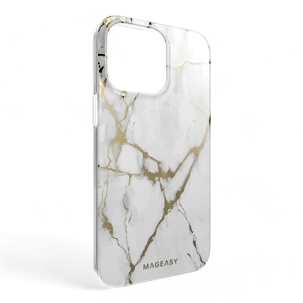 Estuche SwitchEasy Marble iPhone 14 Pro Champagne White Color Blanco — foto 3