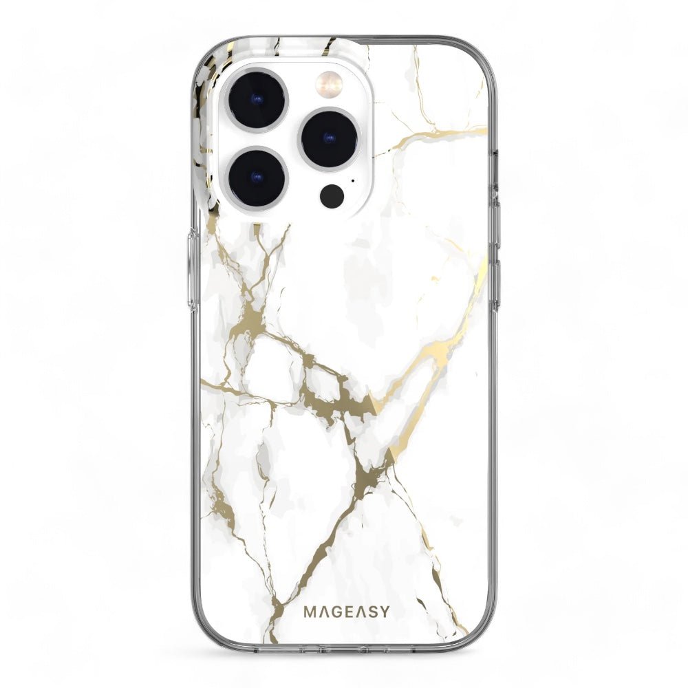 Estuche SwitchEasy Marble iPhone 14 Pro Champagne White Color Blanco