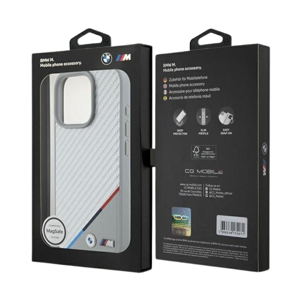 BMW Hc M MagSafe Pu Carbon Tricolor Line Grey iPhone 16 Pro Max — foto 4
