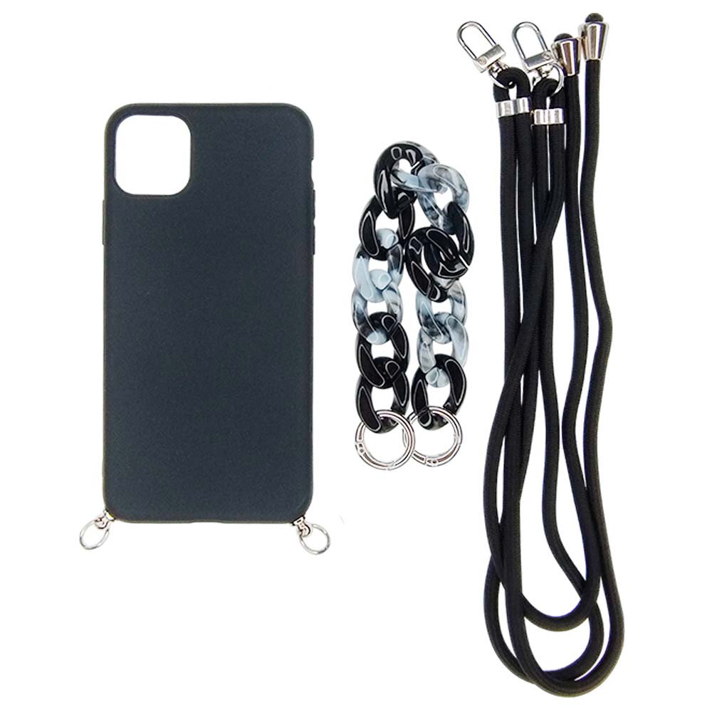Estuche el Rey Strap iPhone 14 Plus Strap de Mano + Strap Hombro Color Negro
