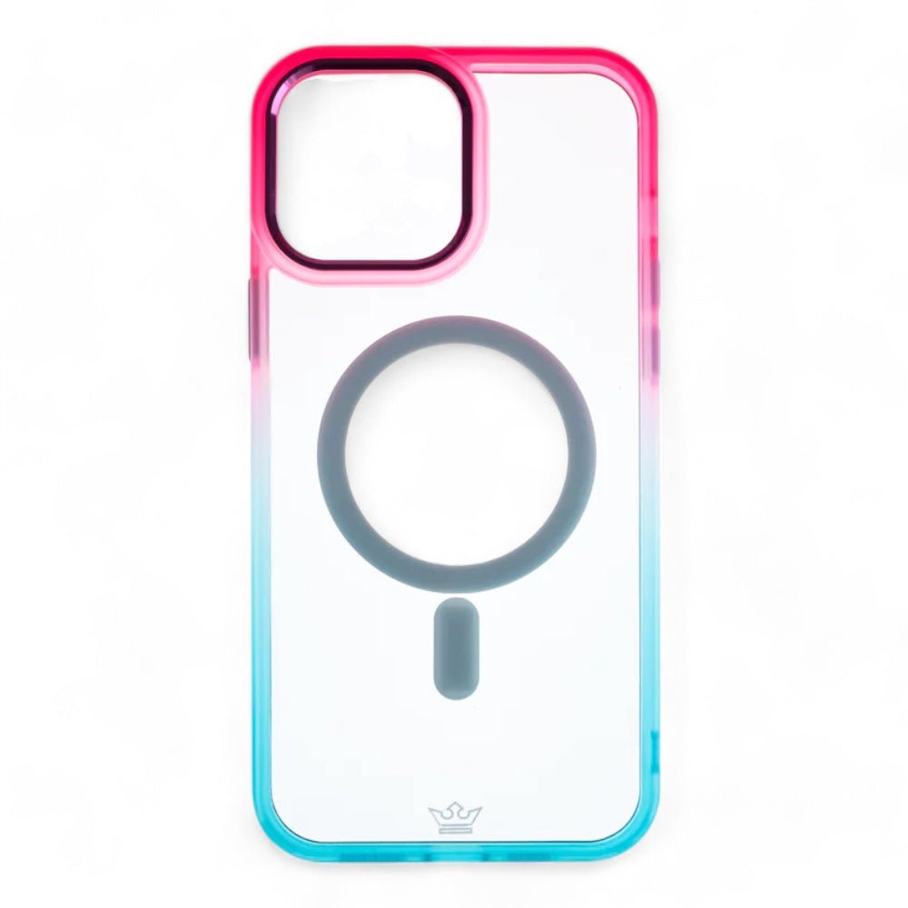 Estuche MagSafe el Rey Degrade Borde y MagSafe Apple iPhone 14 Color Rosado / Turquesa