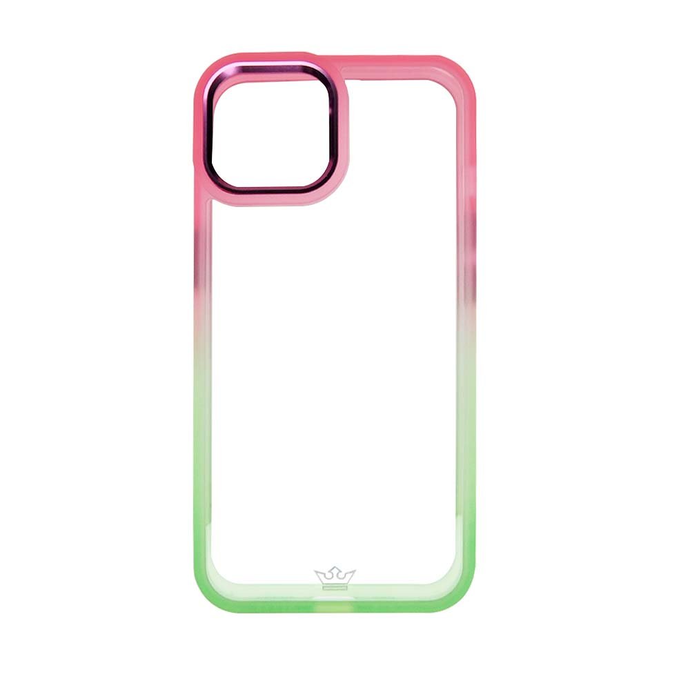 Estuche Clásico el Rey Degrade Apple iPhone 14 Color Rosado / Verde