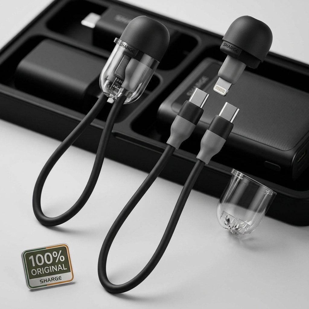 Cable Sharge Capsula 20w Tipo C a Tipo C y Adaptador Lightning Color Negro — foto 2