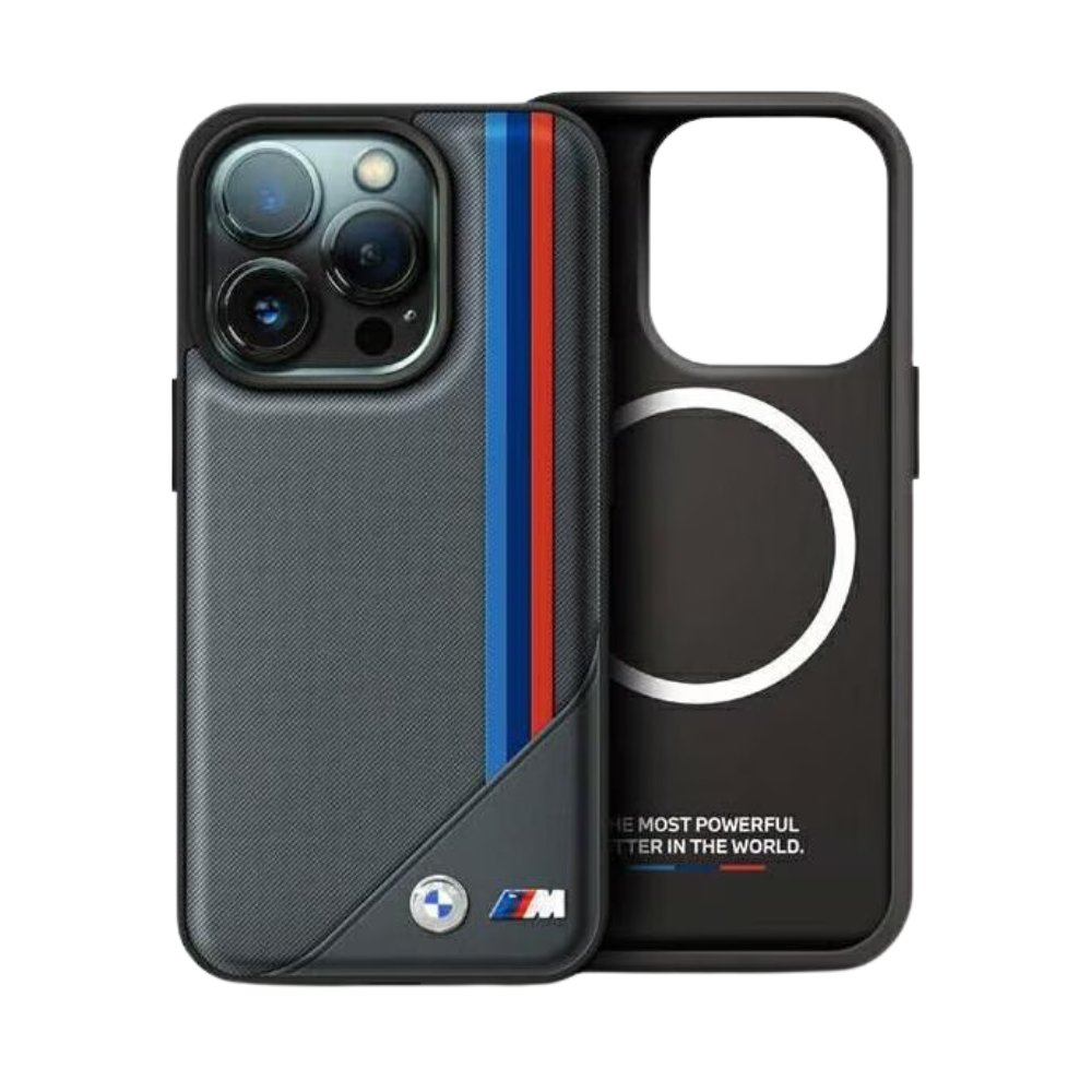 BMW Hc M MagSafe Pu Meshed Tricolor Stripes Antracite iPhone 16 Pro Max