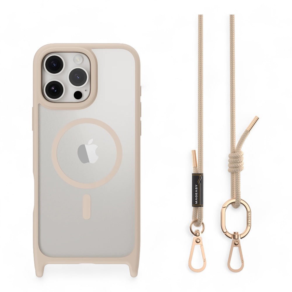 Estuche MagEasy Roam iPhone 16 Pro Roam M Shockproof Protective Case With Lanyard Color Rosado Arena
