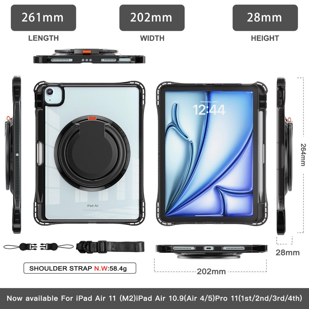 Estuche Transparent B Series Modelo iPad Air 11 2024 Color Negro con Strap — foto 6