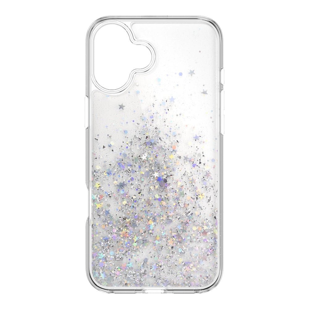 Estuche SwitchEasy Skin iPhone 16 Starfield M 3d Glitter Shockproof Case For 2024 iPhone 2 Lenses Color Transparente