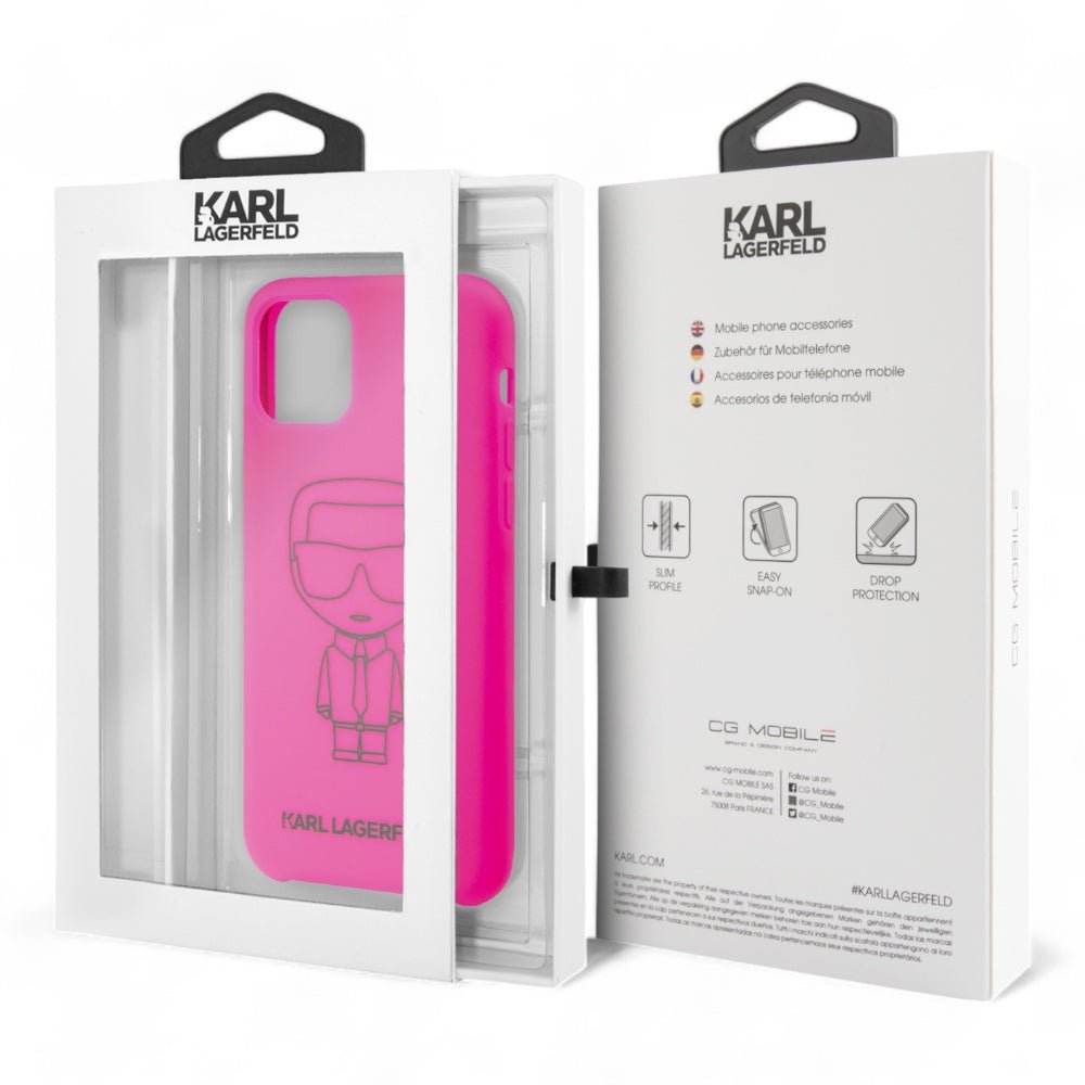 Estuche Karl Lagerfeld Silicone Ikonik Black Outline Pink iPhone 11 Color Rosado — foto 3