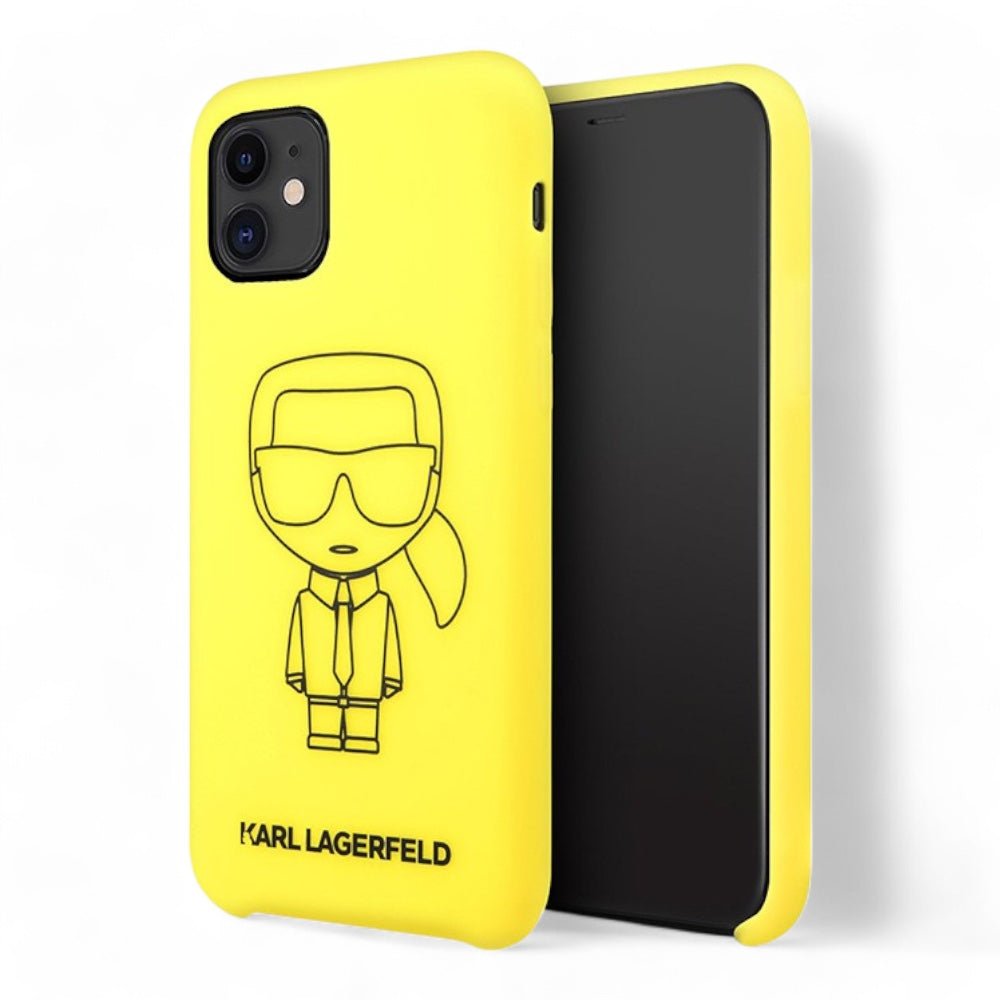 Estuche Karl Lagerfeld Silicone Ikonik Black Outline Yellow iPhone 11 Color Amarillo