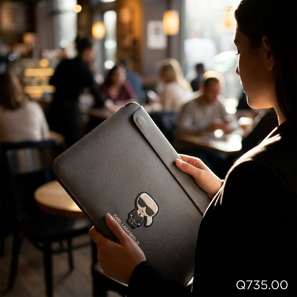 Estuche Karl Lagerfeld Comp Sleeve Saffiano Ikonik 14" Silver Computadora 14 Inch Color Gris — foto 7
