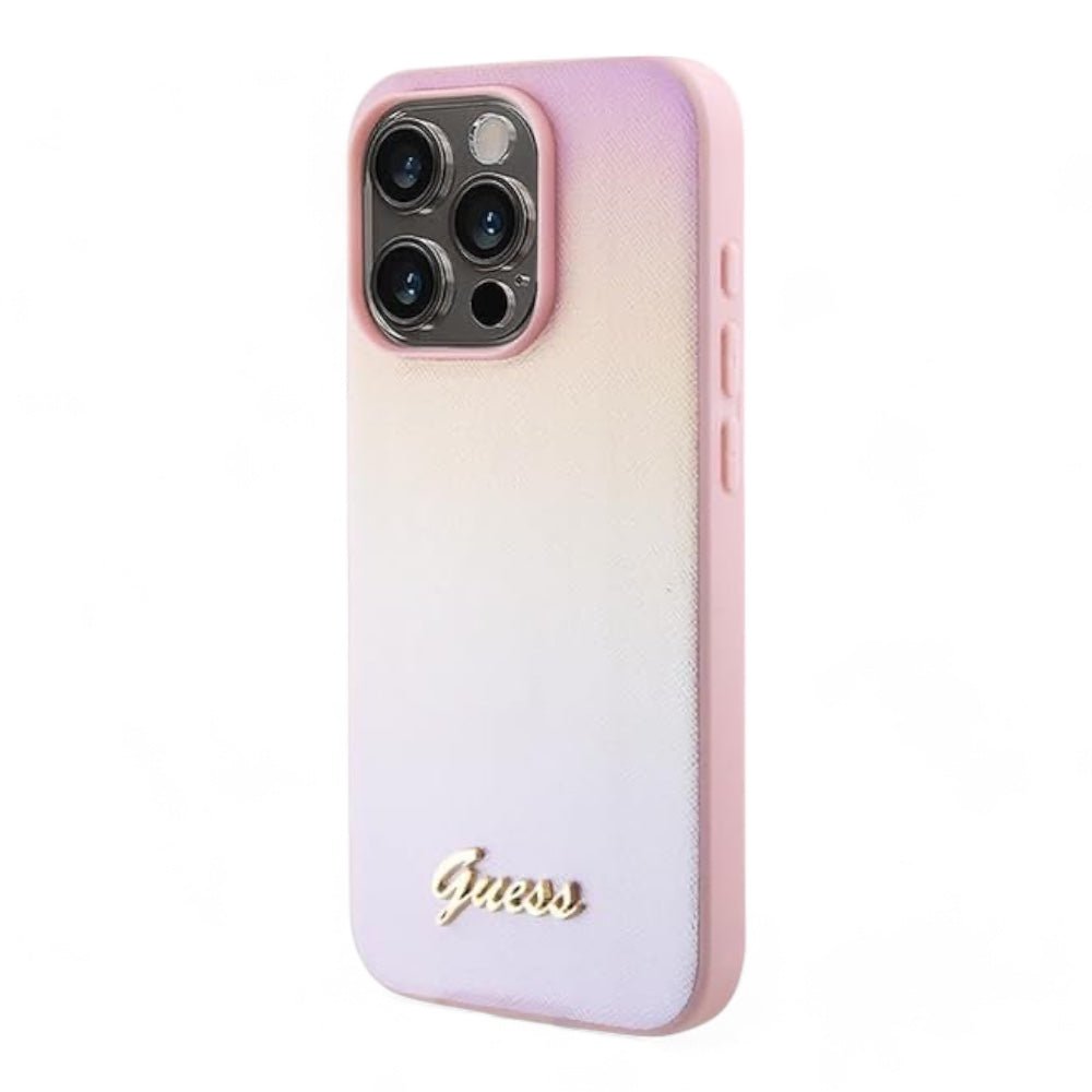 Estuche GUESS Pu Saffiano Iridescent Script iPhone 15 Pro Max Color Rosado — foto 2