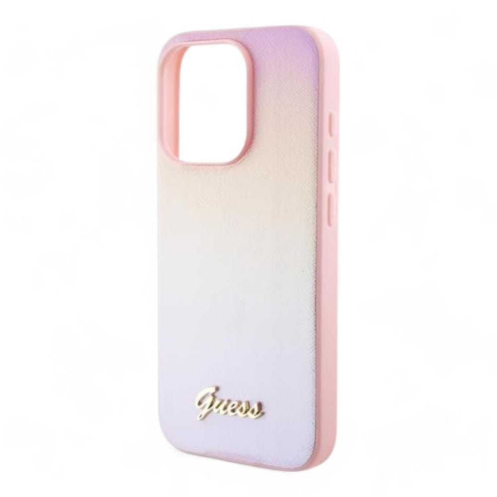 Estuche GUESS Pu Saffiano Iridescent Script iPhone 15 Pro Max Color Rosado — foto 3