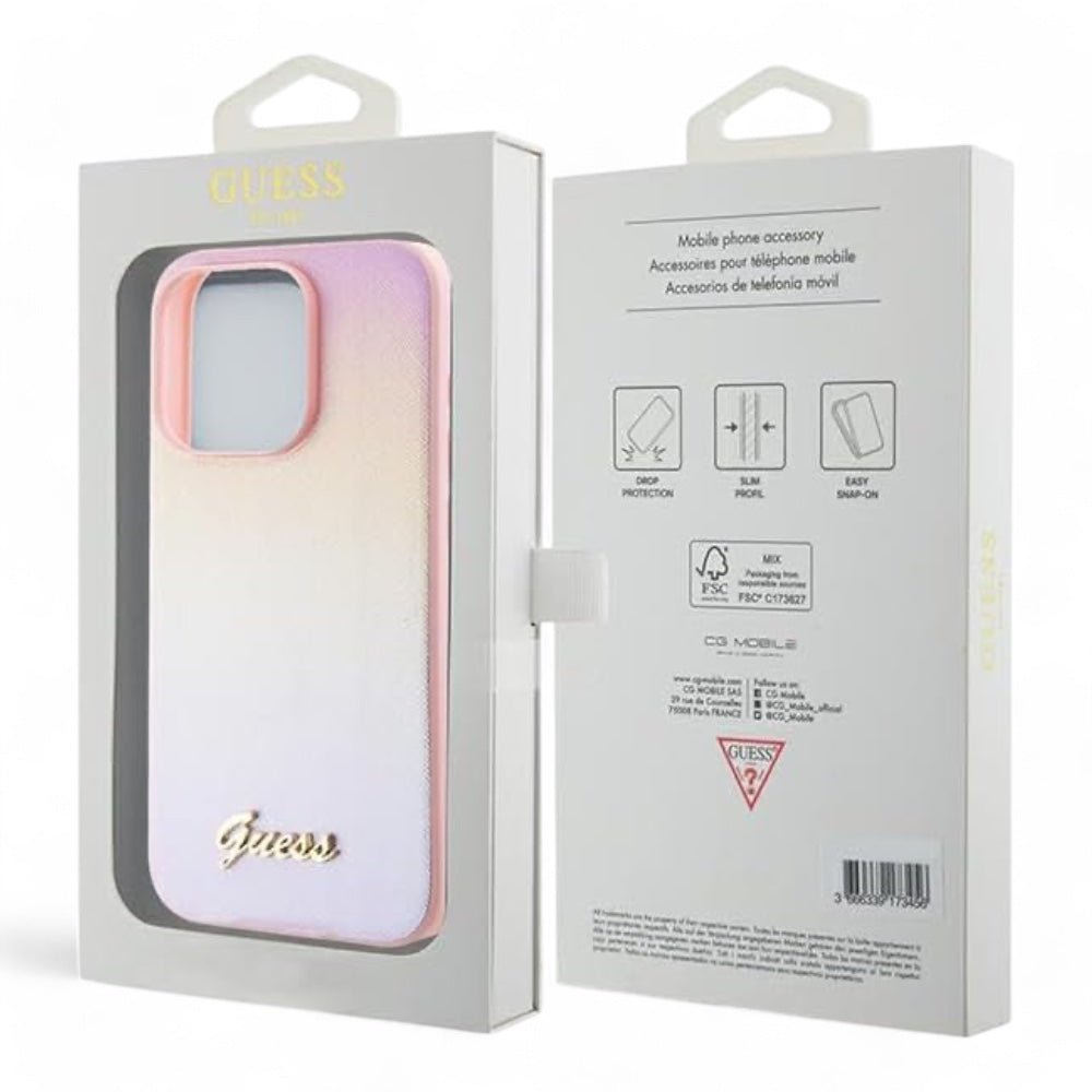 Estuche GUESS Pu Saffiano Iridescent Script iPhone 15 Pro Max Color Rosado — foto 4