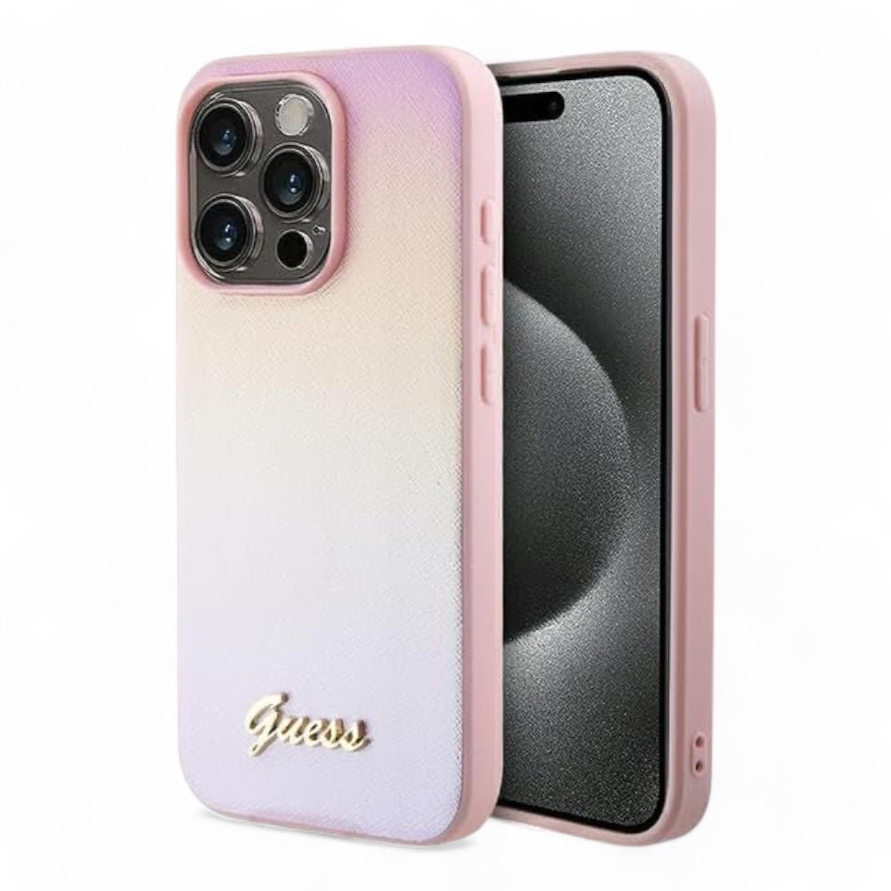 Estuche GUESS Pu Saffiano Iridescent Script iPhone 15 Pro Max Color Rosado