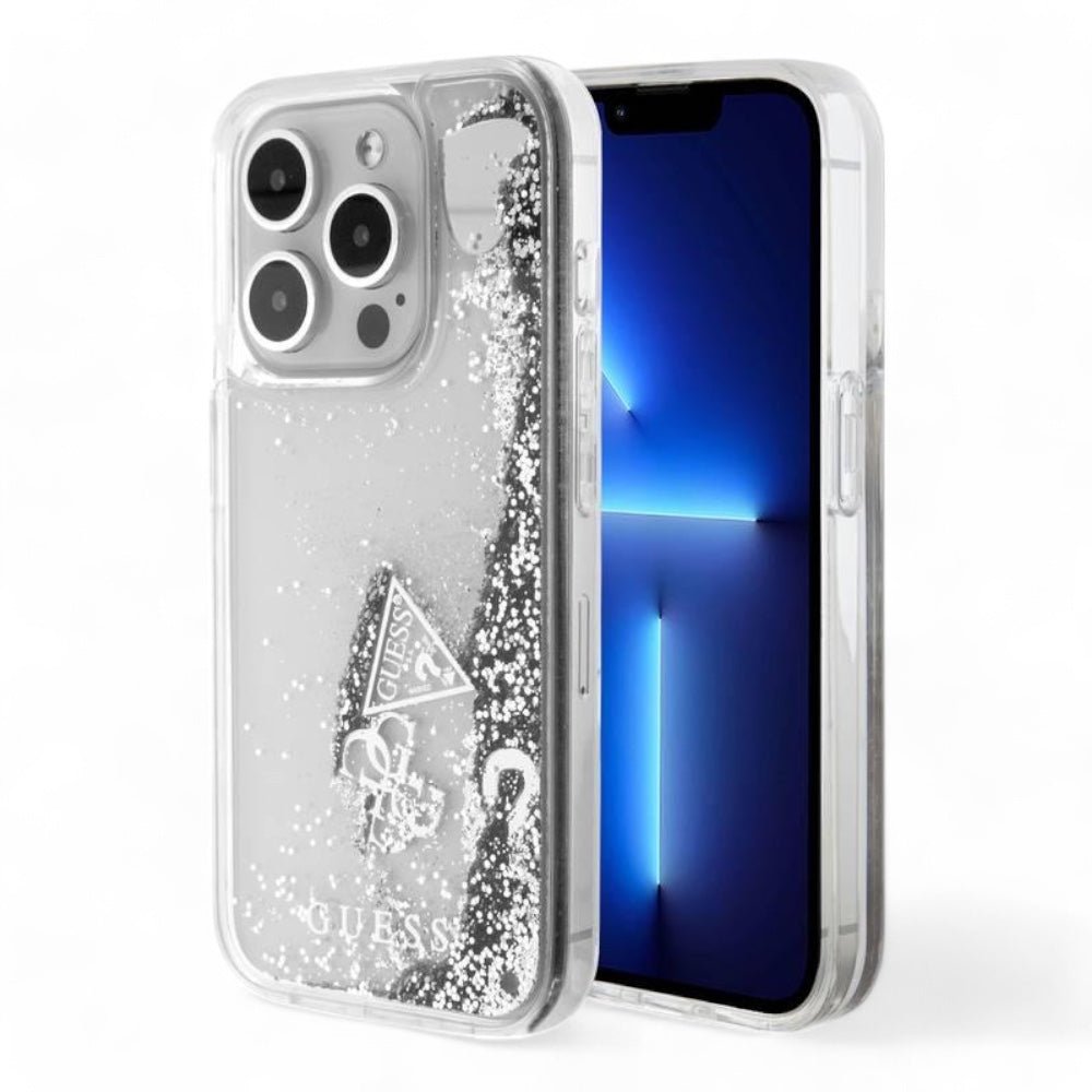 Estuche GUESS Hc Liq. Glitter Charms Silver iPhone 15 Pro Max Color Gris