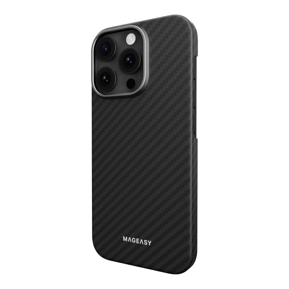 Estuche MagEasy Skin iPhone 16 Pro Kev M Armaid Fiber Protective Case For 2024 iPhone 3 Lenses 1500d Black Color Negro — foto 2