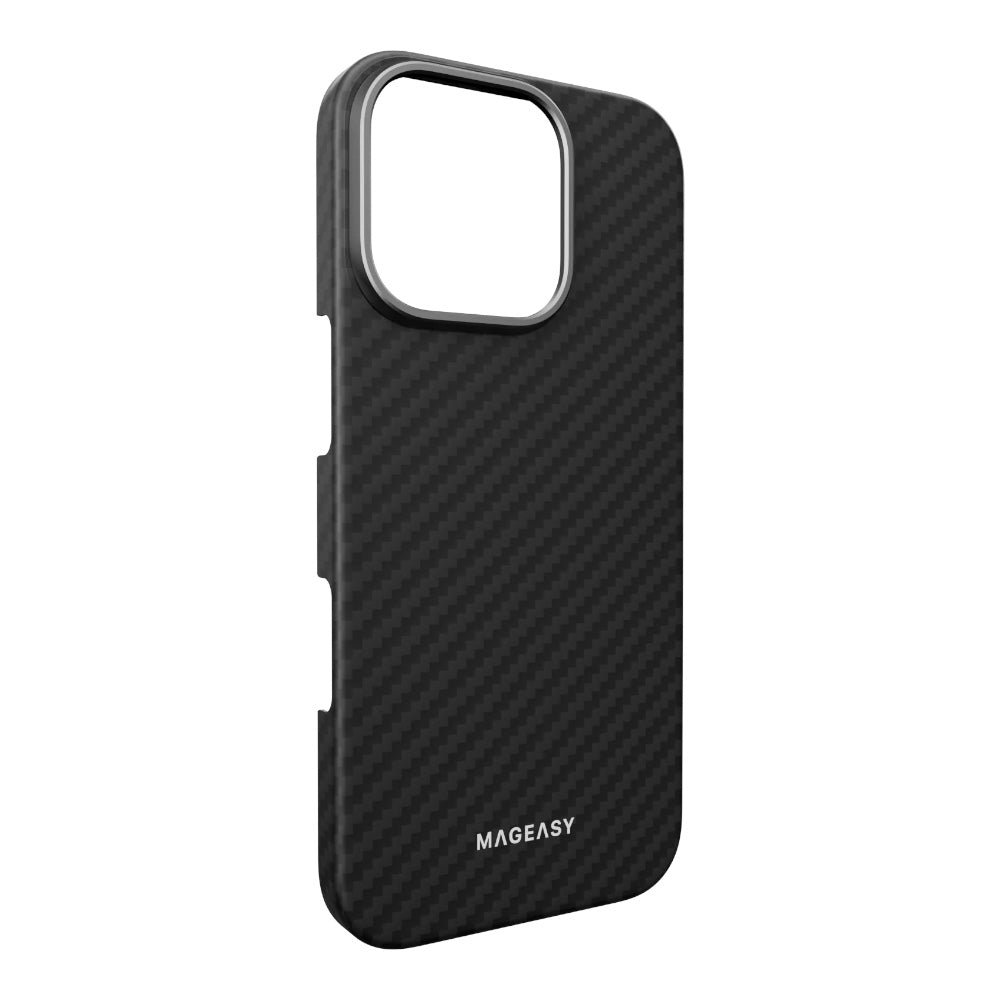Estuche MagEasy Skin iPhone 16 Pro Kev M Armaid Fiber Protective Case For 2024 iPhone 3 Lenses 1500d Black Color Negro — foto 3