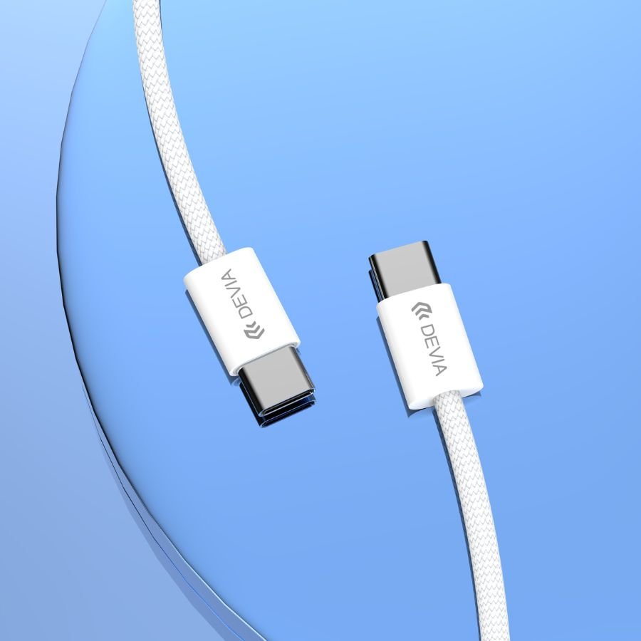 Cable Devia Tipoc Smart Series C To C PD 60w Woven Fast Cable (3a,1m) Color Blanco — foto 3