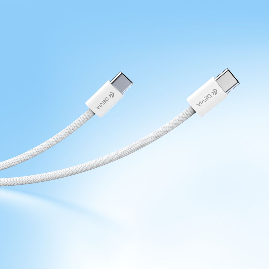 Cable Devia Tipoc Smart Series C To C PD 60w Woven Fast Cable (3a,1m) Color Blanco — foto 4