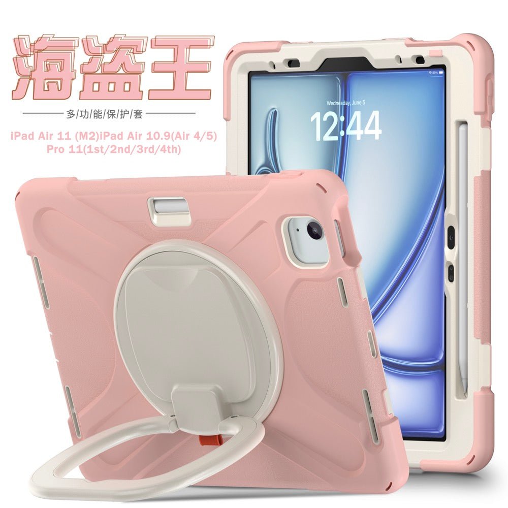 Estuche Pirate B Series Modelo iPad Air 11 2024 Color Rosado / Blanco con Strap — foto 2