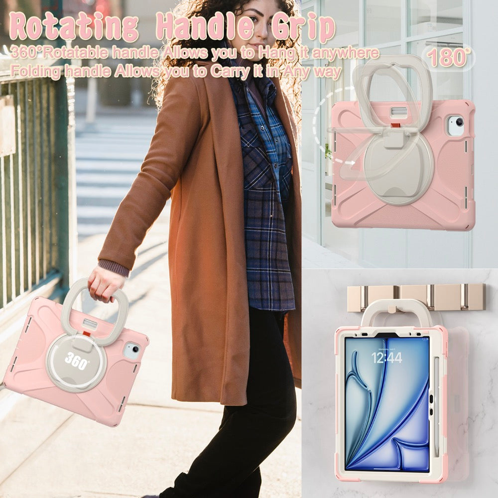 Estuche Pirate B Series Modelo iPad Air 11 2024 Color Rosado / Blanco con Strap — foto 5