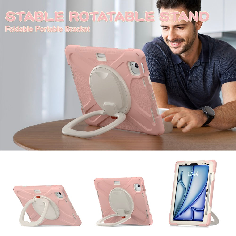 Estuche Pirate B Series Modelo iPad Air 11 2024 Color Rosado / Blanco con Strap — foto 8