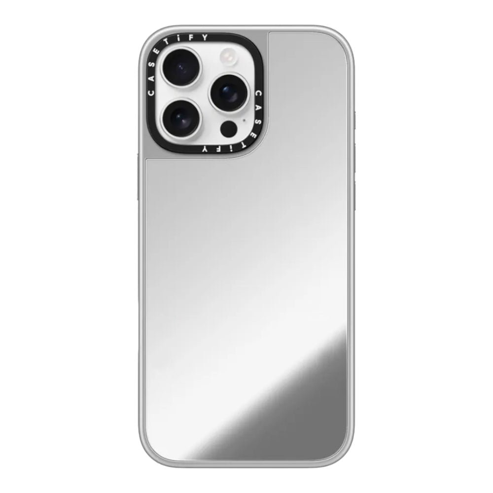 Case CASETiFY Mirror Marco Blanco iPhone 15 Gris