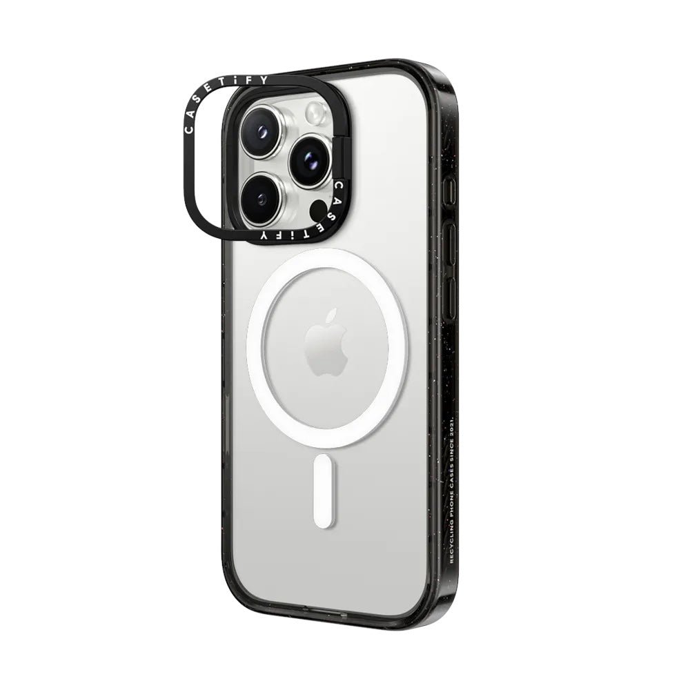 Case CASETiFY Ring Stand con MagSafe Marco Negro iPhone 16 Pro Transparente