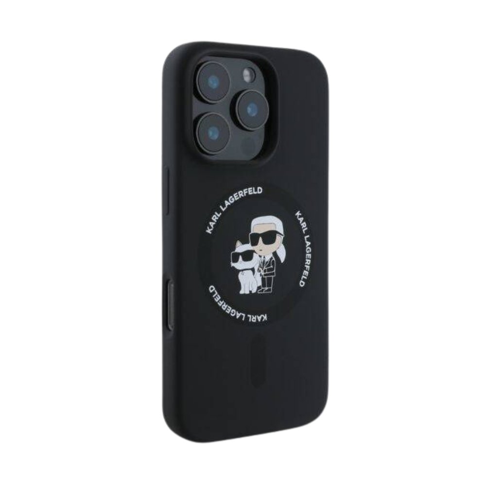Estuche Karl Lagerfeld Hc MagSafe Silicone Kc Heads Ring Black iPhone 16 Pro
