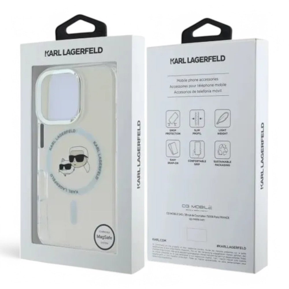 Estuche Karl Lagerfeld Hc MagSafe Iml Metal Kc Heads White iPhone 16 Pro