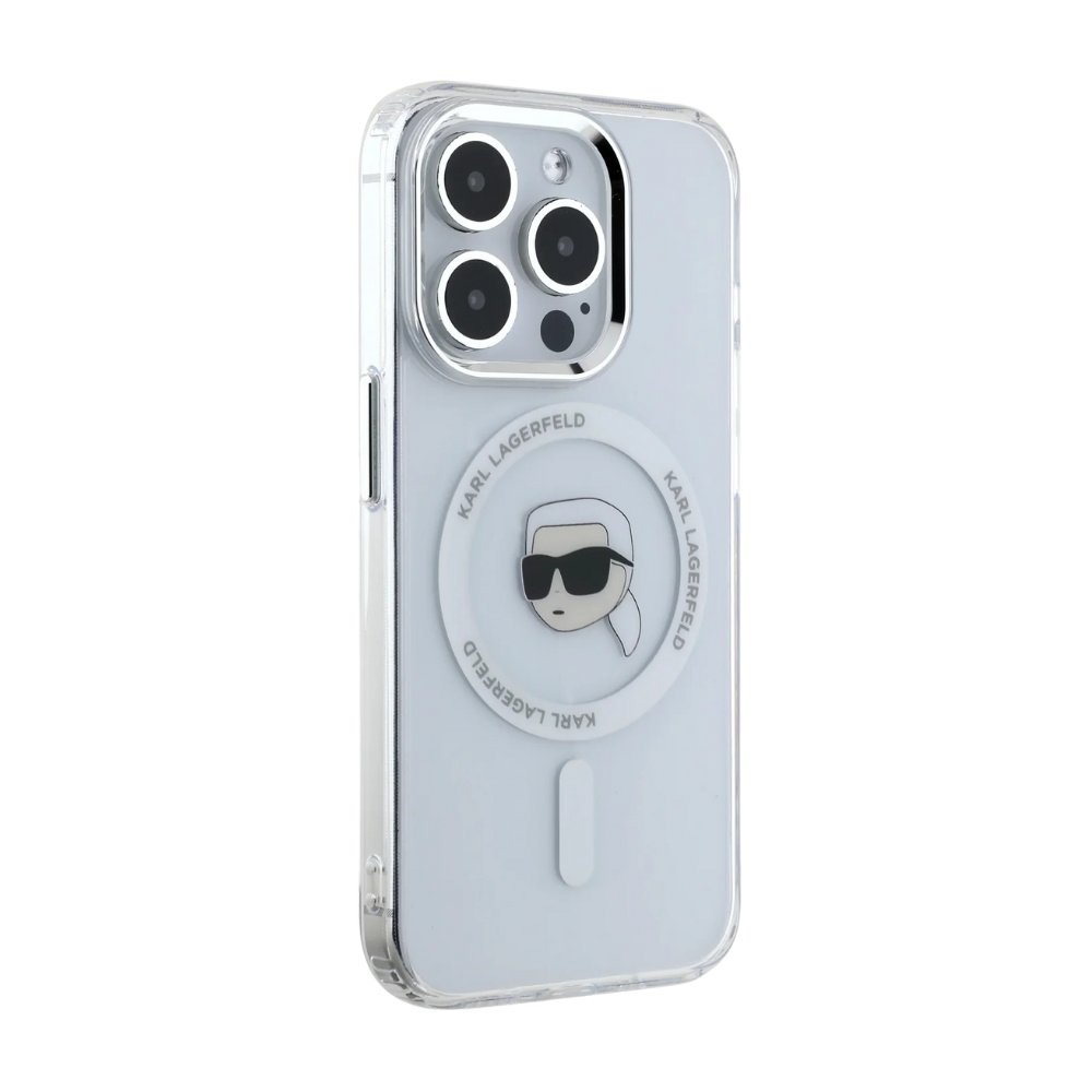 Estuche Karl Lagerfeld Hc MagSafe Iml Metal K. Head White iPhone 16 Pro — foto 2