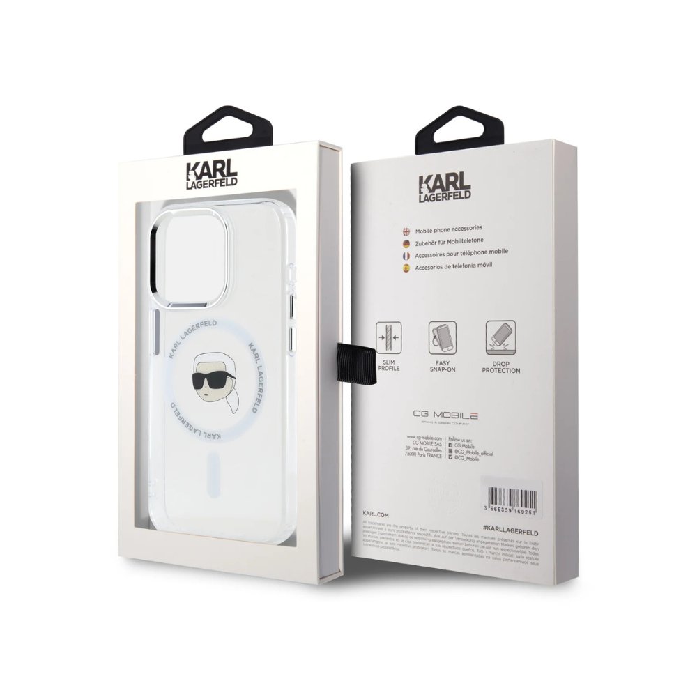 Estuche Karl Lagerfeld Hc MagSafe Iml Metal K. Head White iPhone 16 Pro — foto 4