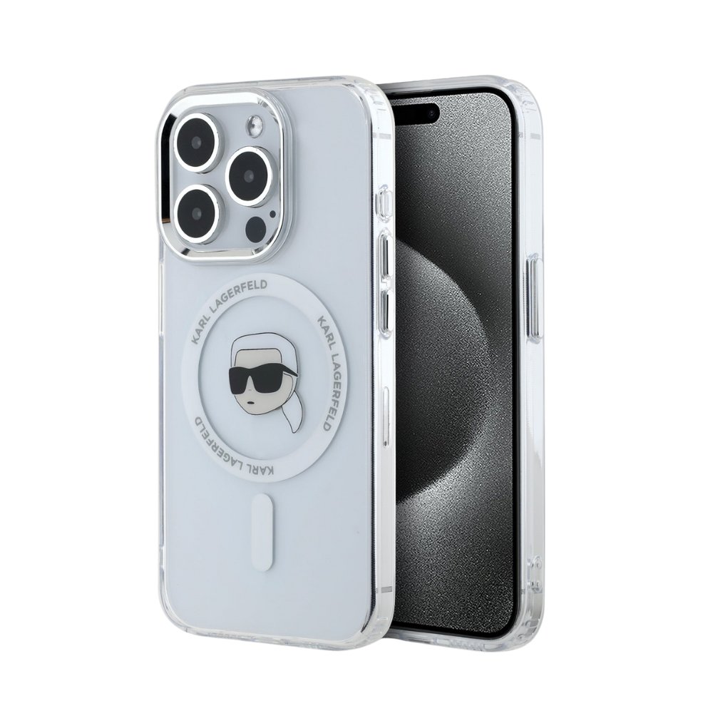 Estuche Karl Lagerfeld Hc MagSafe Iml Metal K. Head White iPhone 16 Pro