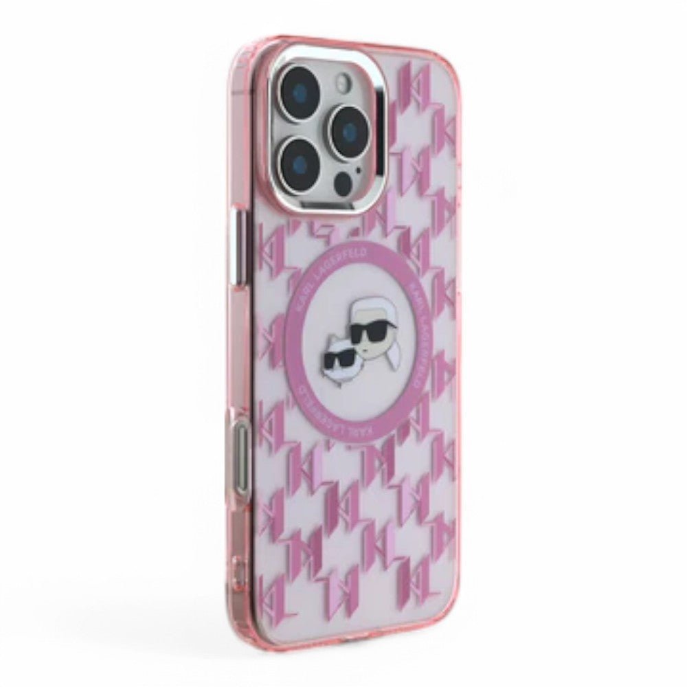 Estuche Karl Lagerfeld Hc MagSafe Iml Metal Monogram Kc Heads Pink iPhone 16 Pro — foto 3