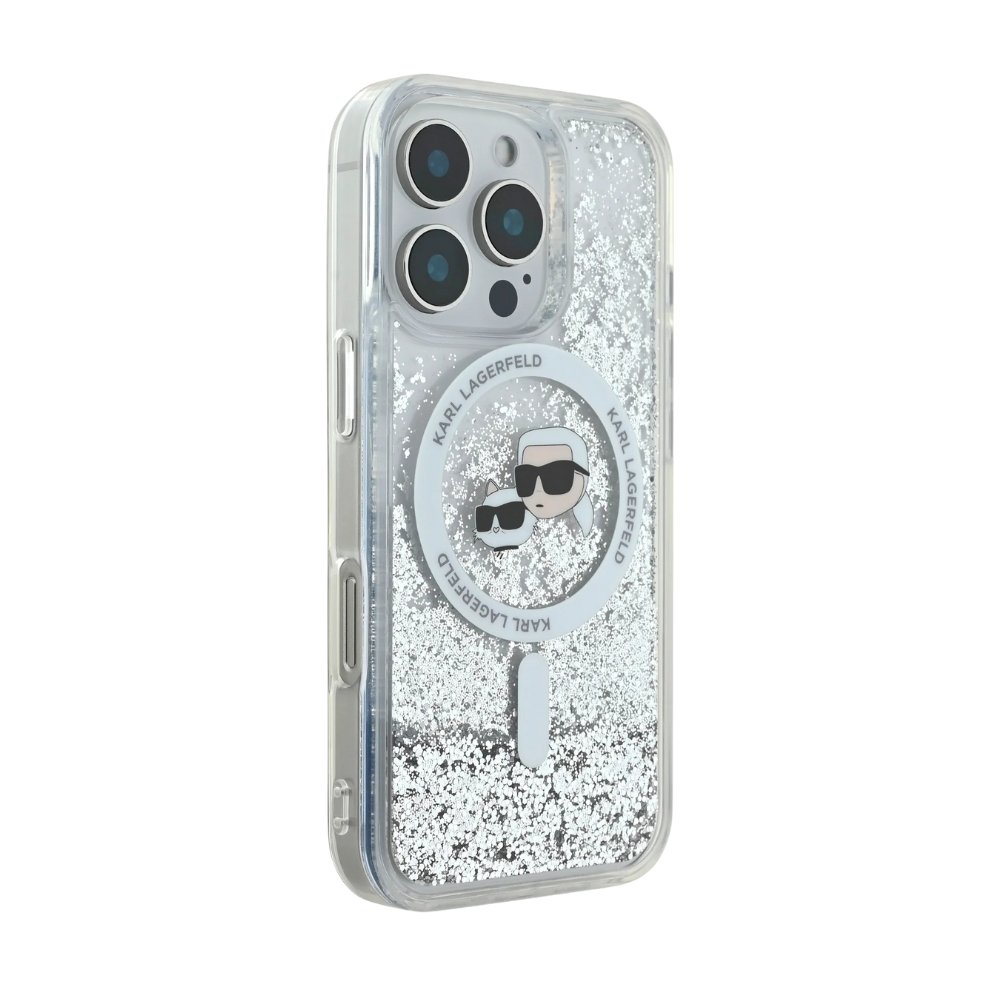 Estuche Karl Lagerfeld Hc MagSafe Liq. Glitter Kc Heads Transparent iPhone 16 Pro — foto 2