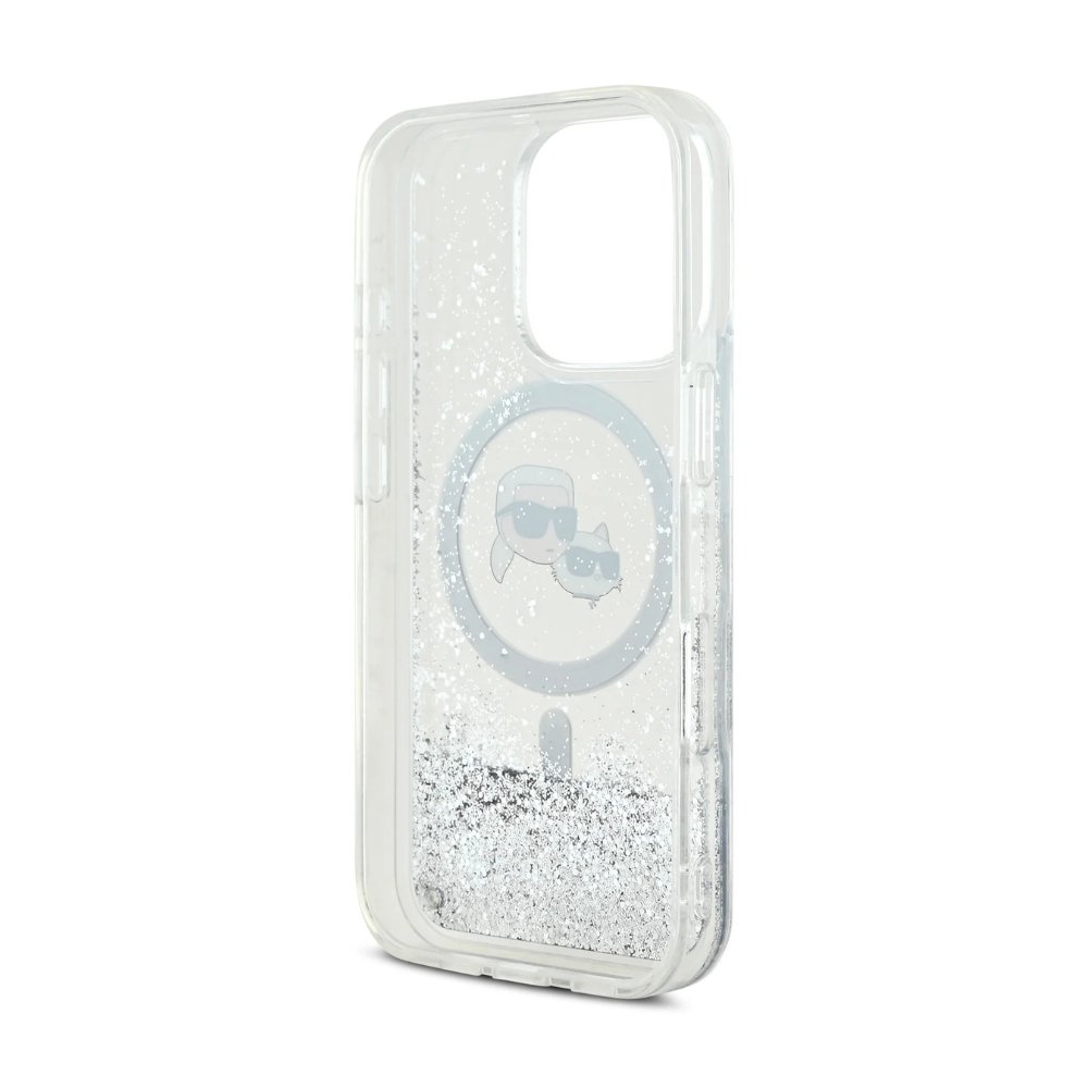 Estuche Karl Lagerfeld Hc MagSafe Liq. Glitter Kc Heads Transparent iPhone 16 Pro — foto 3