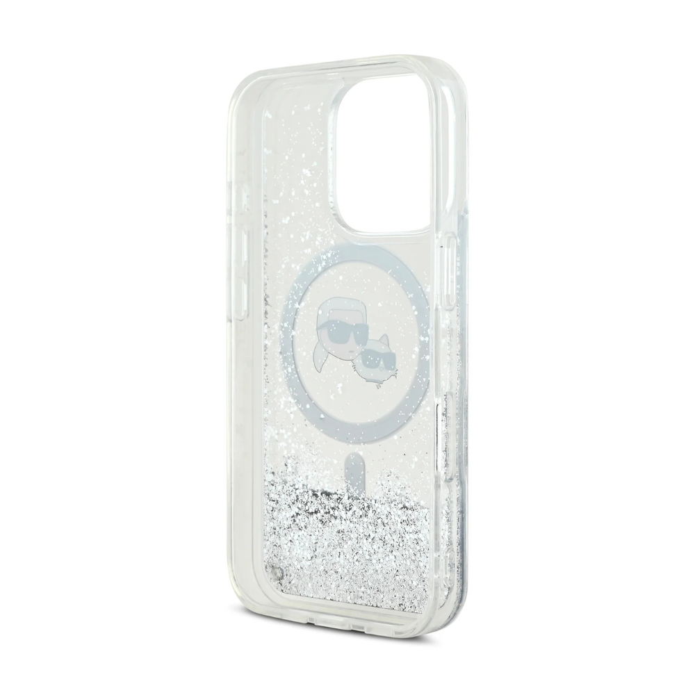 Estuche Karl Lagerfeld Hc MagSafe Liq. Glitter Kc Heads Transparent iPhone 16 Pro — foto 5