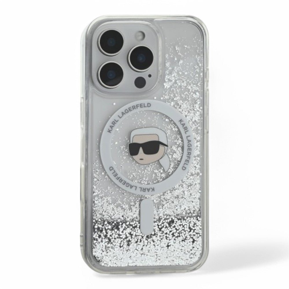 Estuche Karl Lagerfeld Hc MagSafe Liq. Glitter K. Head Transparent iPhone 16 Pro — foto 2