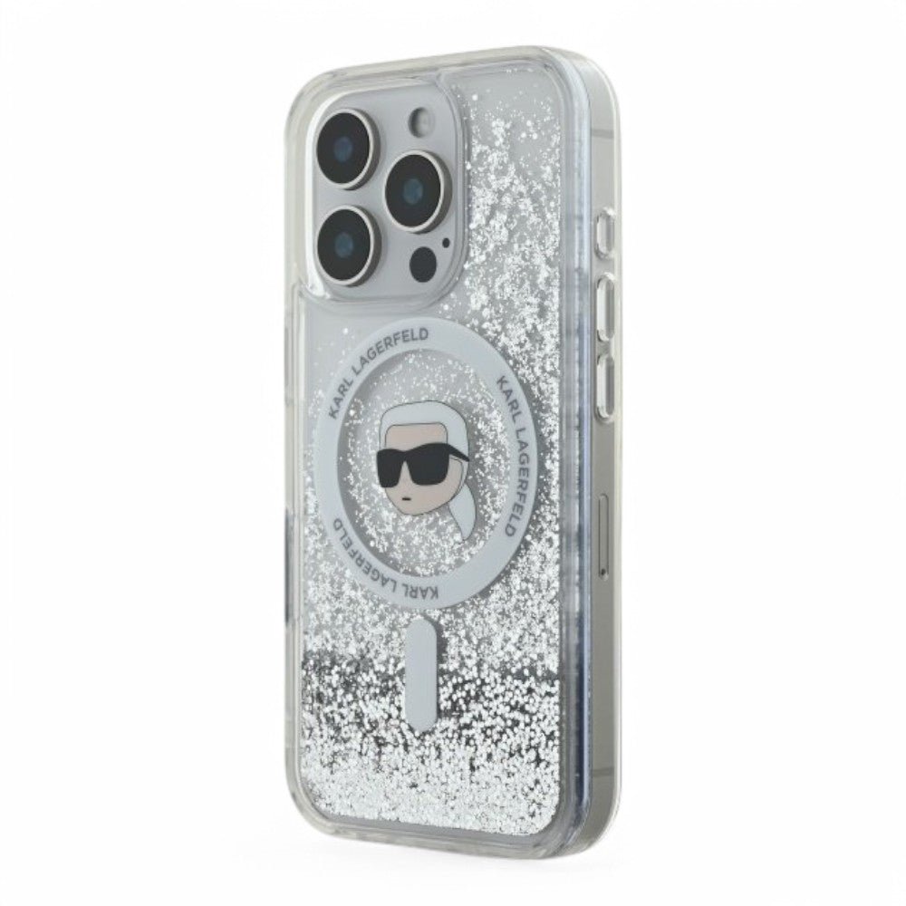 Estuche Karl Lagerfeld Hc MagSafe Liq. Glitter K. Head Transparent iPhone 16 Pro — foto 3