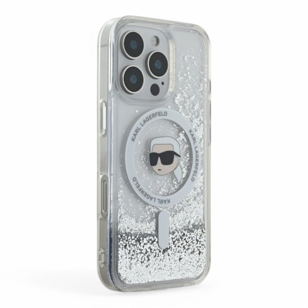 Estuche Karl Lagerfeld Hc MagSafe Liq. Glitter K. Head Transparent iPhone 16 Pro — foto 4