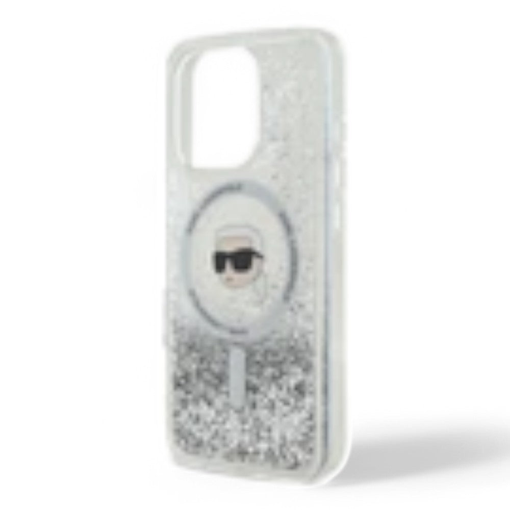 Estuche Karl Lagerfeld Hc MagSafe Liq. Glitter K. Head Transparent iPhone 16 Pro — foto 5