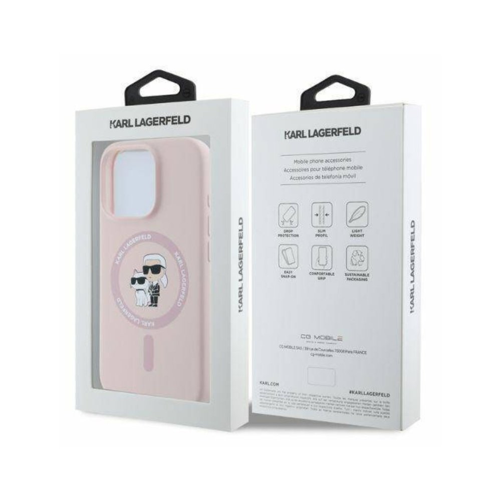 Estuche Karl Lagerfeld Hc MagSafe Silicone Kc Heads Ring Pink iPhone 16 Pro — foto 3