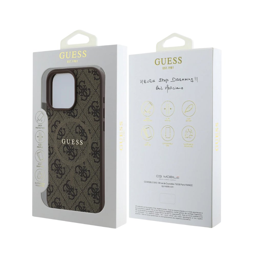 GUESS Hc MagSafe Pu 4g Ring Classic Logo Brown iPhone 16 Pro — foto 4