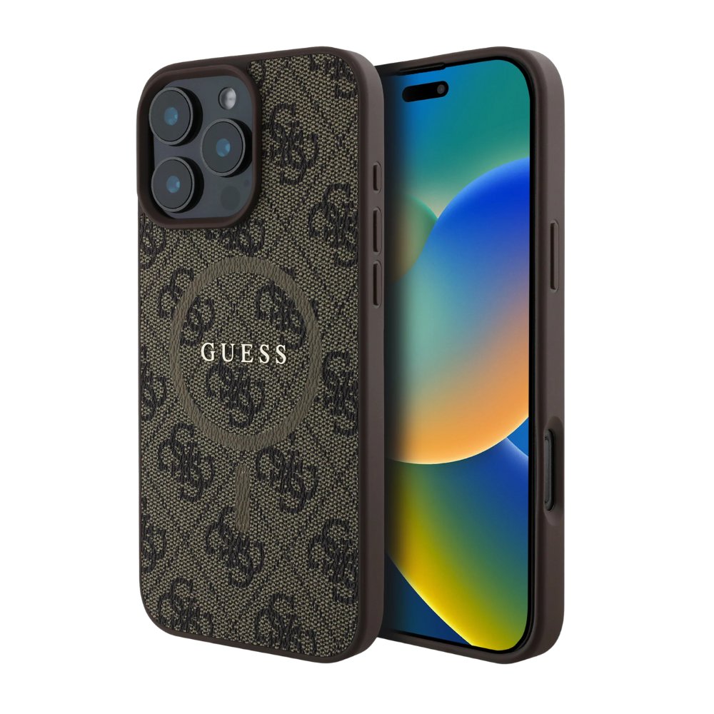 GUESS Hc MagSafe Pu 4g Ring Classic Logo Brown iPhone 16 Pro